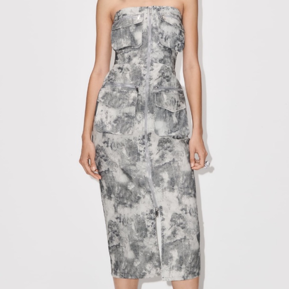NEW! Zara Printed Cargo Dress with pockets - Picture 3 of 15